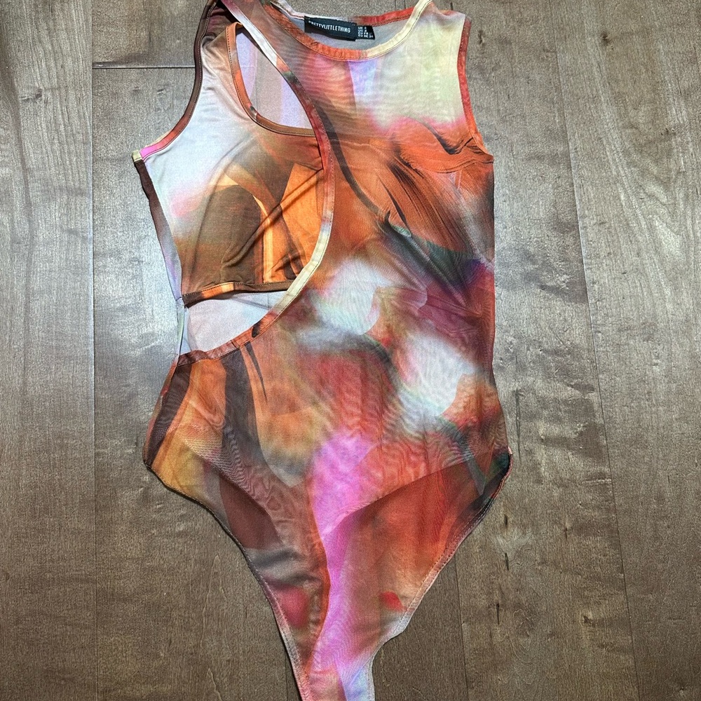 PrettyLittleThing Orange Multi Tie-Dye One-Piece Swimsuit